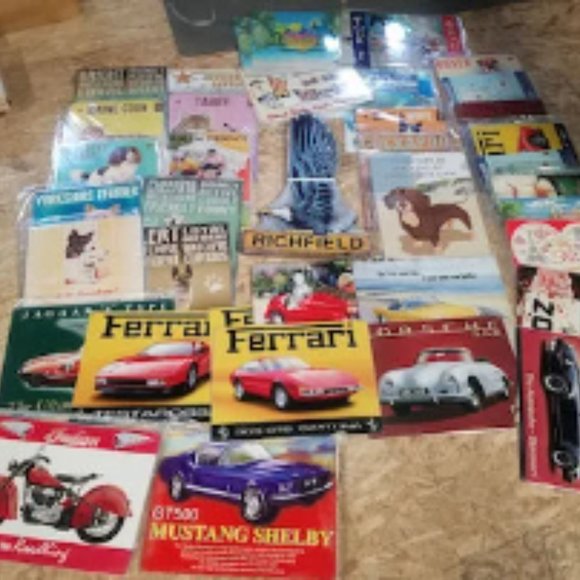 20x signs Lot HUGE Chevy Ford car USA STEEL Metal Truck Garage Dad Gift Ad - Picture 2 of 10